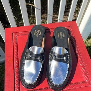 G.H. Bass & Co Weejuns Slides Black & Silver NWOB
